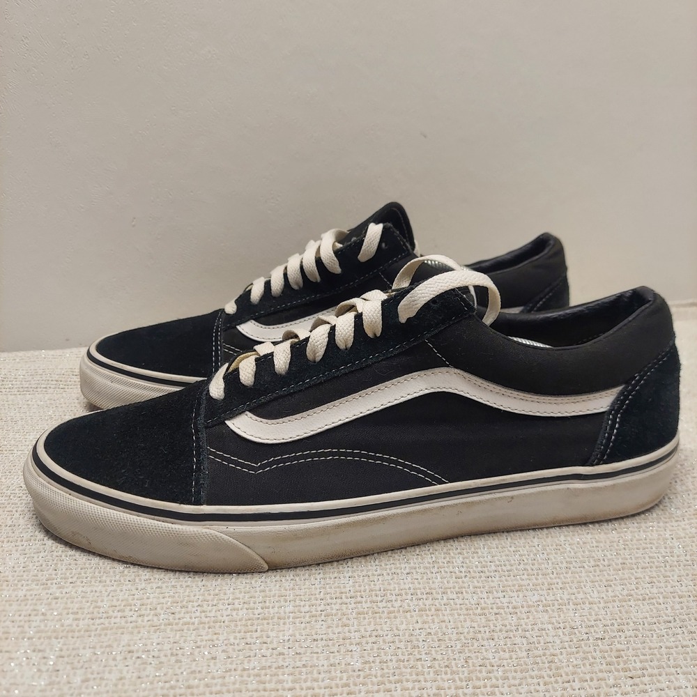 Vans Old Skool Black White Canvas Suede Skate Shoes Mens 12 721278